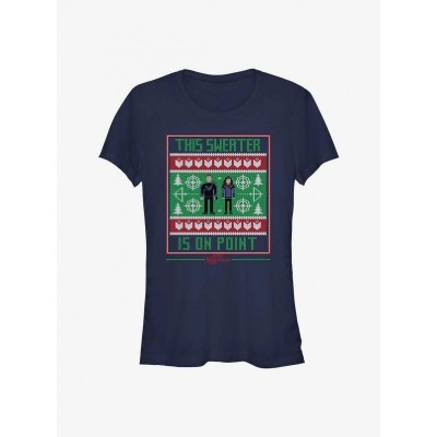 Marvel Hawkeye Holiday Graphic Tee for Girls - Navy Blue