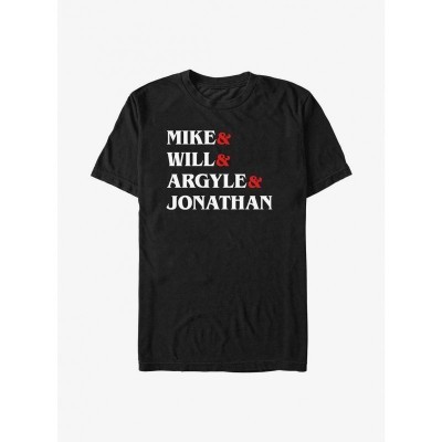 Stranger Things Crewneck T-Shirt for Men - Black Mike Will Argyle & Jonathan