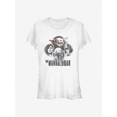 Star Wars Mandalorian Mando Circles Lightweight Cotton Girls T-Shirt - White