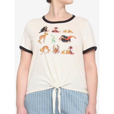 Fantastic Beasts Ringer T-Shirt for Girls - Plus Size Tie-Front Magical Creatures Design