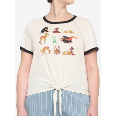 Fantastic Beasts Ringer T-Shirt for Girls - Plus Size Tie-Front Magical Creatures Design