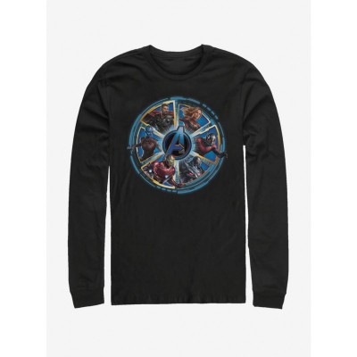 Marvel Avengers Circle Heroes Long-Sleeve T-Shirt - Men's Unisex Black