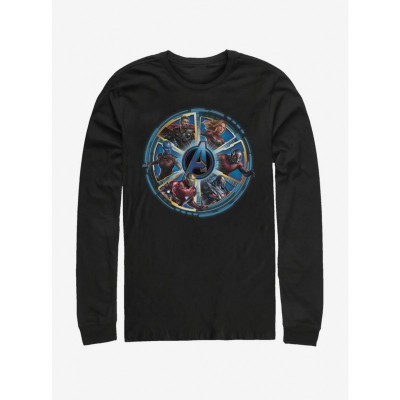 Marvel Avengers Circle Heroes Long-Sleeve T-Shirt - Men's Unisex Black