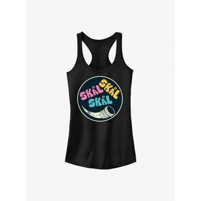 Marvel Girls Love and Thunder Thor Skal Badge Tank Top - Junior Size Black
