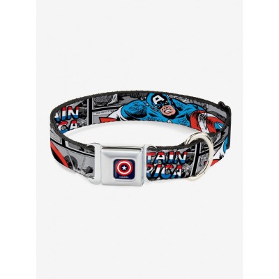 Marvel Captain America Comic Seatbelt Buckle Dog Collar