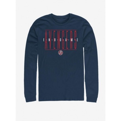 Marvel Avengers Endgame Strikethrough Print Men's Long Sleeve T-Shirt - Blue