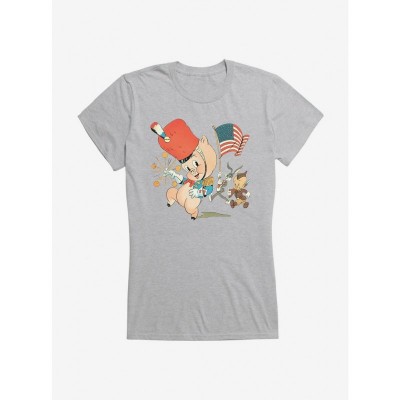 Looney Tunes Girls Marching Porky Pig Junior T-Shirt