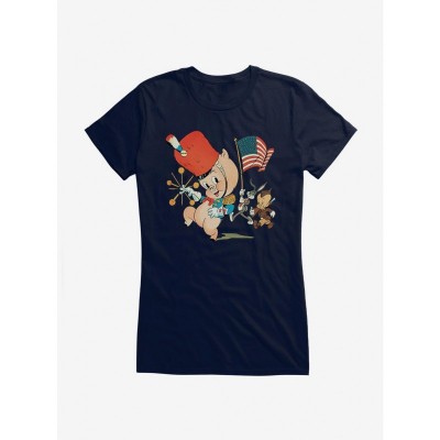 Looney Tunes Girls Marching Porky Pig Junior T-Shirt