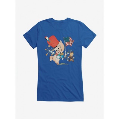 Looney Tunes Girls Marching Porky Pig Junior T-Shirt