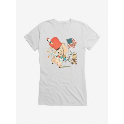 Looney Tunes Girls Marching Porky Pig Junior T-Shirt