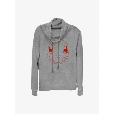 Pokemon Charmander Grey Lightweight Long-Sleeve Cowl Neck Top