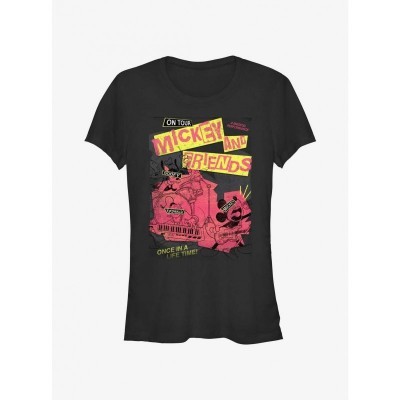 Disney Punk Rock Mickey Mouse Tee for Girls - Black Junior Size