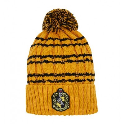 Hufflepuff Cozy Knitted Hat with Embroidered Crest