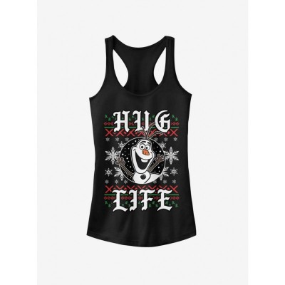Disney Olaf Hug Life Girls' Cotton Christmas Tank Top - Black