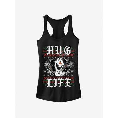 Disney Olaf Hug Life Girls' Cotton Christmas Tank Top - Black