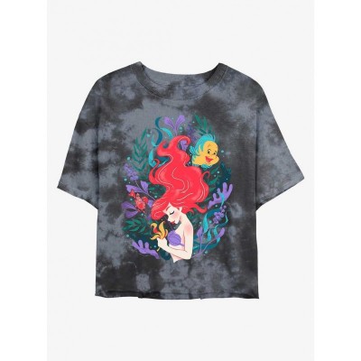 Name: Disney Ariel The Little Mermaid Coral Reef Girls Crop T-Shirt - Multi Tie-Dye