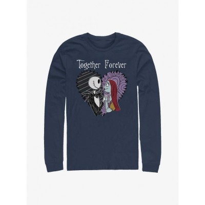The Nightmare Before Christmas Jack & Sally Forever Love Navy Long Sleeve T-Shirt for Men