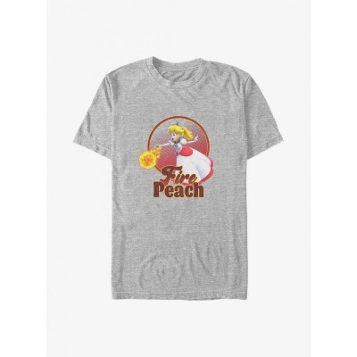 Nintendo Big & Tall Fireball Peach T-Shirt - Grey