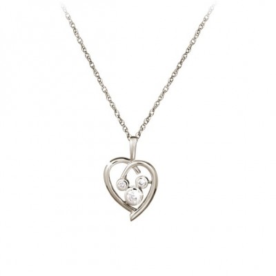 Diamond Heart Mickey Necklace in 14K Gold for Women