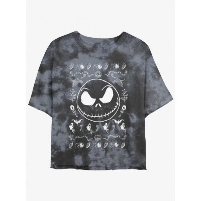 Disney Jack Skellington Icons Crop Top for Girls - Spooky Tie-Dye MULTI