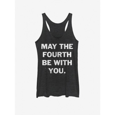 Star Wars May the Fourth Be With You Girls Black Tank Top