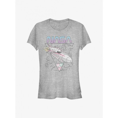 NASA Pastel Flight Tee for Girls - Grey Lightweight Cotton