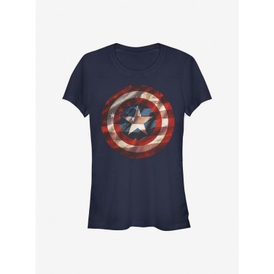 Marvel Girls T-Shirt - Captain America Shield Design in Blue