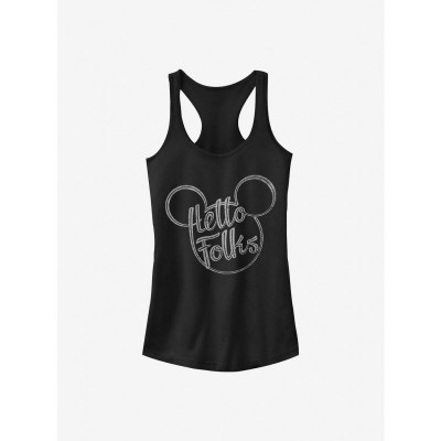 Disney Girls' Cotton Hello Folks Mickey Mouse Tank Top - Black