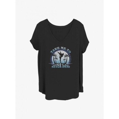 Disney Plus Size T-Shirt for Girls - Tinker Bell "Take Me To Never Land" - Black