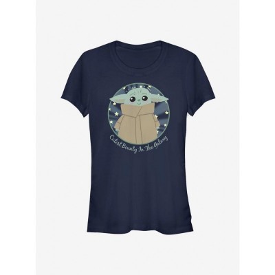 The Mandalorian Baby Yoda Adorable Girls T-Shirt - Junior Sizes, Blue