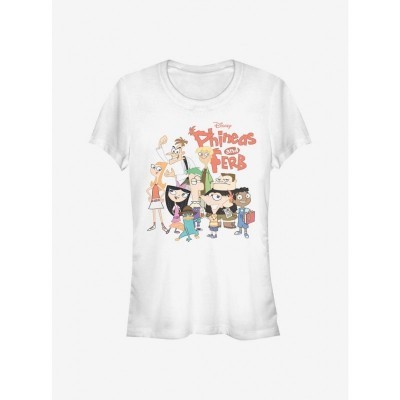 Disney Phineas And Ferb Girls Group Tee - White