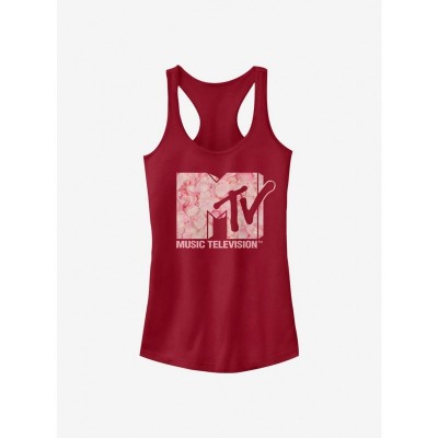 MTV Pink Roses Girls Junior Tank Top - Red