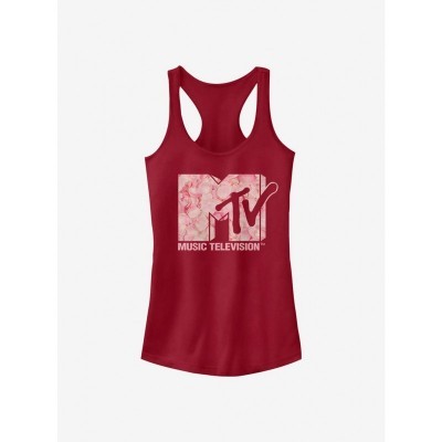 MTV Pink Roses Girls Junior Tank Top - Red