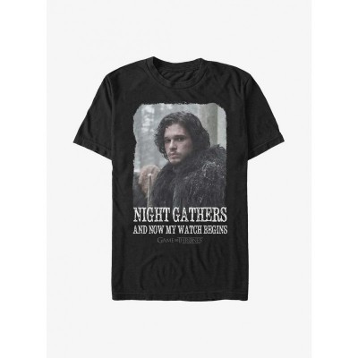 Game Of Thrones Jon Snow Night Watch T-Shirt - Men's Black