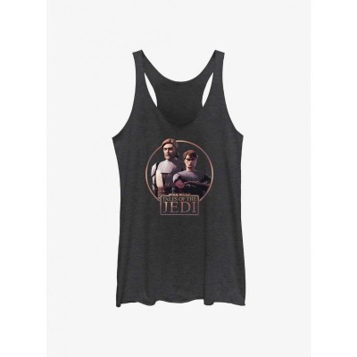 Star Wars Tales of the Jedi Girls Tank Top - Obi-Wan Kenobi & Anakin Skywalker Design - Black