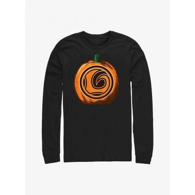 Marvel's Loki Themed Pumpkin Logo Men's Long Sleeve Tee - Black