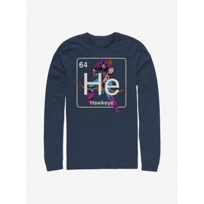 Marvel Periodic Hawkeye Men's Cotton Long Sleeve Shirt - Blue