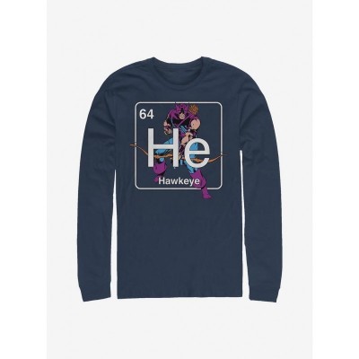 Marvel Periodic Hawkeye Men's Cotton Long Sleeve Shirt - Blue