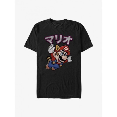 Nintendo Racoon Mario Themed Lightweight T-Shirt - Black Men's