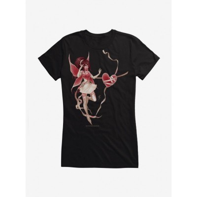 Trick Lovely Fairies Fantasy Girls T-Shirt - Junior Sizes BLACK
