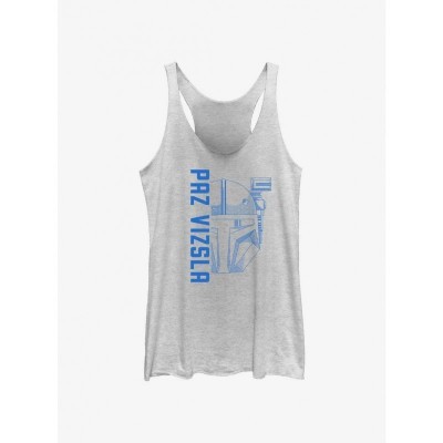 Mandalorian Paz Vizsla Helmet Inspired Girls Tank Top - WHITE