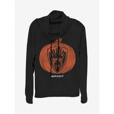 Marvel's Guardians of the Galaxy Groot Pumpkin Cowl Neck Top for Girls - Black