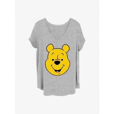 Disney Winnie The Pooh Big Face Plus Size Tee for Girls - Grey