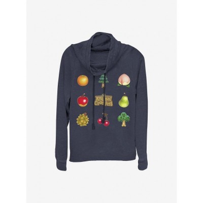Nintendo Animal Crossing Blue Cowl Neck Long Sleeve Top for Girls
