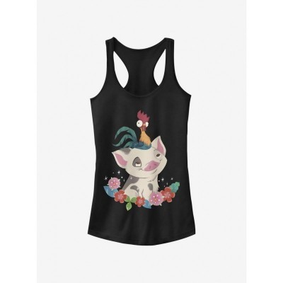 Disney Moana Girls Tropical Cotton Tank Top - Black