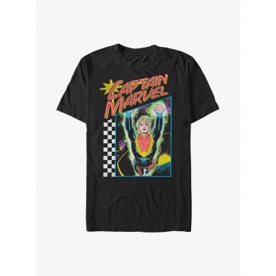 Captain Marvel Neon Pop Poster T-Shirt - Men's Black Marvel Edition