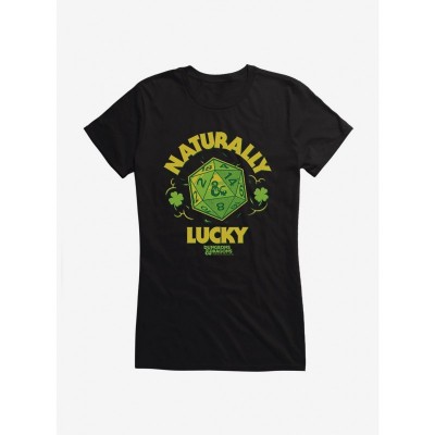 Dungeons & Dragons Naturally Lucky Dice T-Shirt for Girls - Black